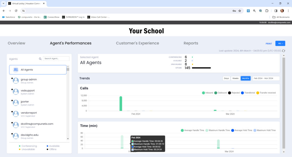Video Call Center for Student Services Dashboard